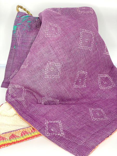 Daft - Lyrical Vintage Kantha Sherpa Throw