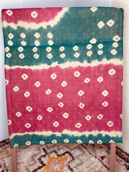 Pink - Lyrical Vintage Kantha Sherpa Throw