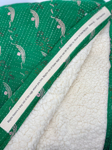 Sara - Lyrical Vintage Kantha Sherpa Throw