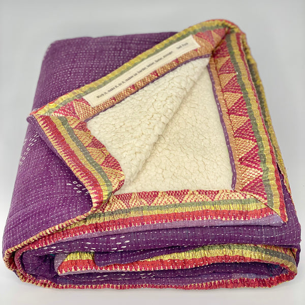 Daft - Lyrical Vintage Kantha Sherpa Throw