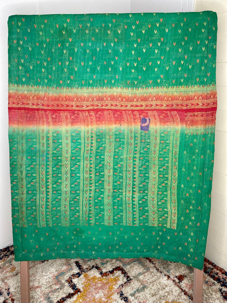 Marley - Lyrical Vintage Kantha Sherpa Throw